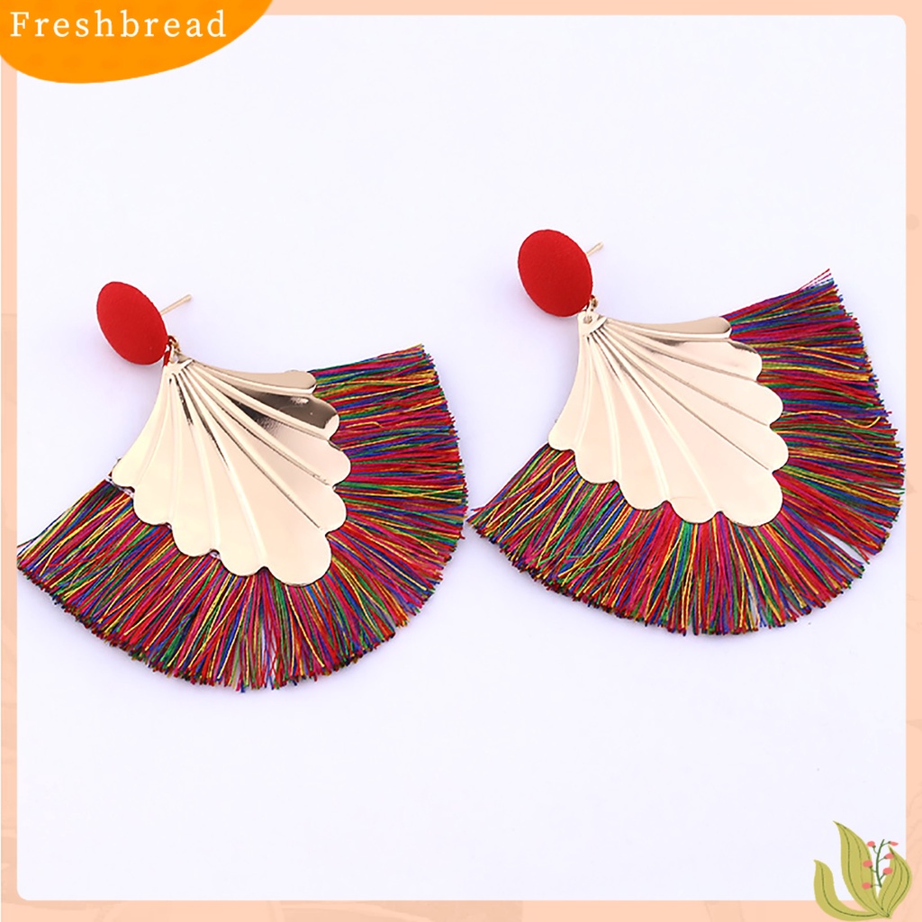 < Freshbread > 1pasang Wanita Kreatif Bohemia Berpohon Bentuk Kipas Menjuntai Anting Perhiasan Hadiah Untuk Pesta