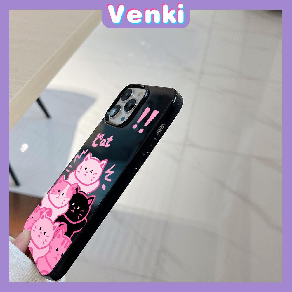 iPhone Case Soft TPU Glossy Black Candy Case Cute Cartoon Pink Cat Camera Protection Shockproof For iPhone 14 13 12 11 Pro Max 7 8 Plus X XR