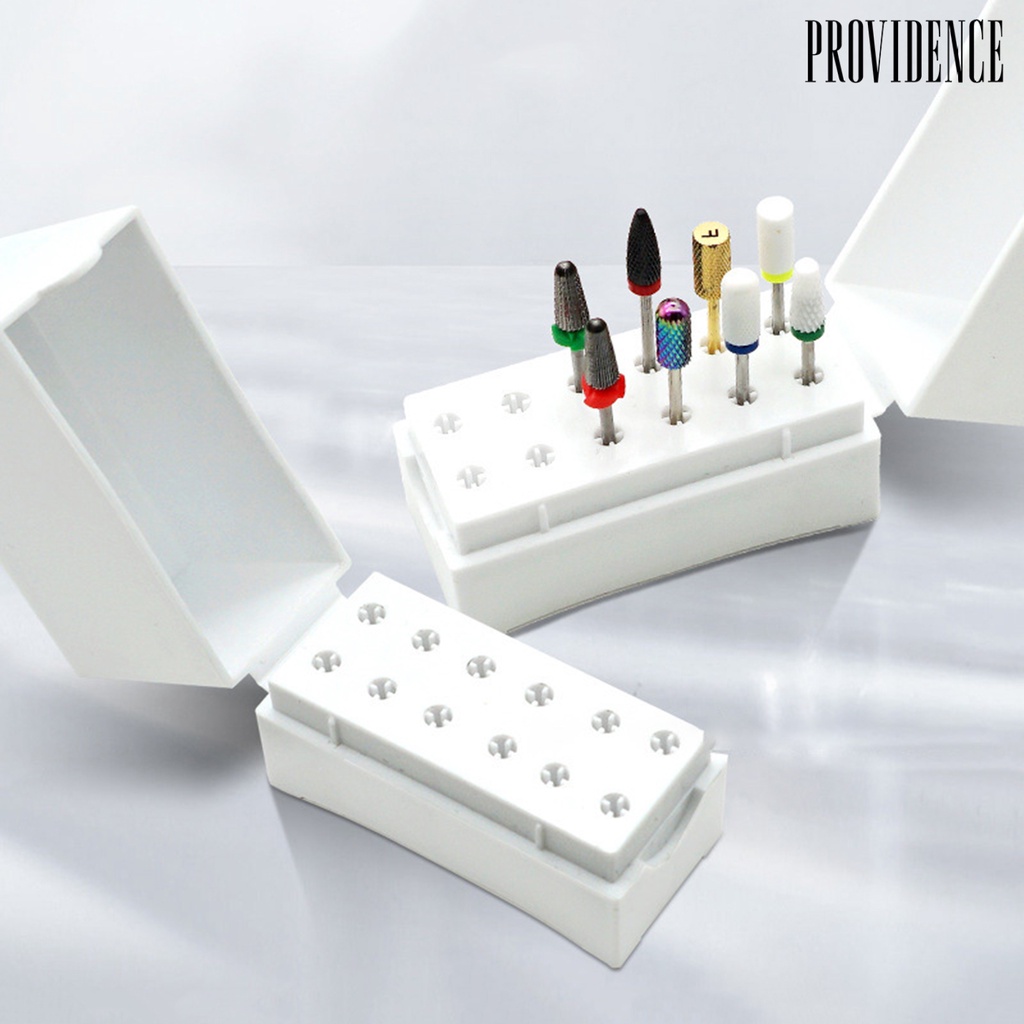 Providence 12lubang Bit Kotak Kapasitas Besar Gesper Desain Tahan Debu Lembab Manikur Alat Nail Art Bor Gerinda Kepala Bit Display Kotak Penyimpanan