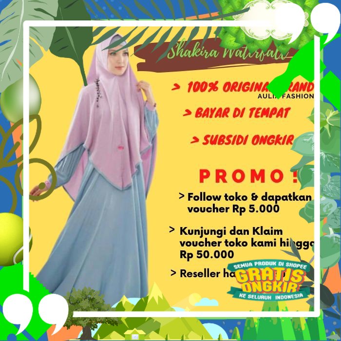 Gamis Aulia Fashion Shakira Waterfall Gamis wanita muslimah premium original/ edisi lebaran2023
