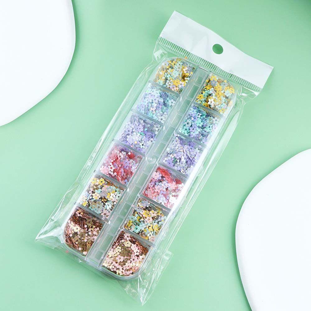AUGUSTINA Agustina Bunga Paku Payet Musim Semi Warna Campur Pesona Kuku Plum Blossom Manicure Aksesoris Eyelash Dekorasi Nail Glitter Flakes