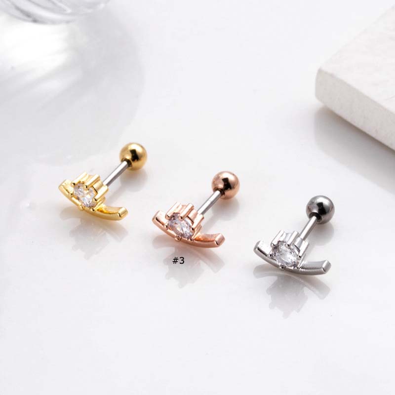 1biji Anting Tulang Rawan Stud Tindik Stainless Steel Tragus Helix 20Gauge Warna Emas/silver Bentuk Bintang Sayap