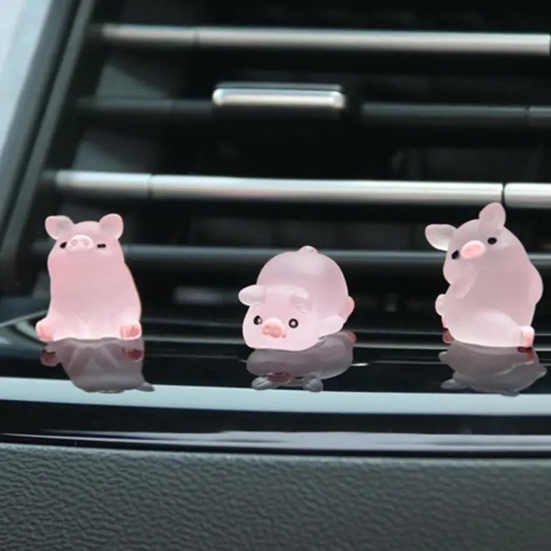 Kreatif Dashboard Mobil Mini Pink Kecil Babi Ornamen Resin/Otomotif Hias Boneka Piglet Lucu/DIY Aksesoris Interior Kendaraan