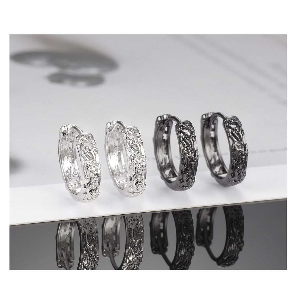 Goldkingdom Fashion Perhiasan Aksesoris Ready Stock Xiupi Telinga Gesper Perak Berlapis Anting Pribadi Gaya Etnik Anting Earstuds Pria