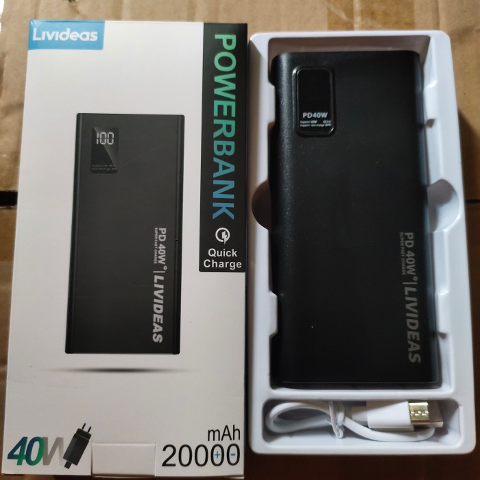 powerbank 20000mah super fast charging PD 40w 20000mah-livideas