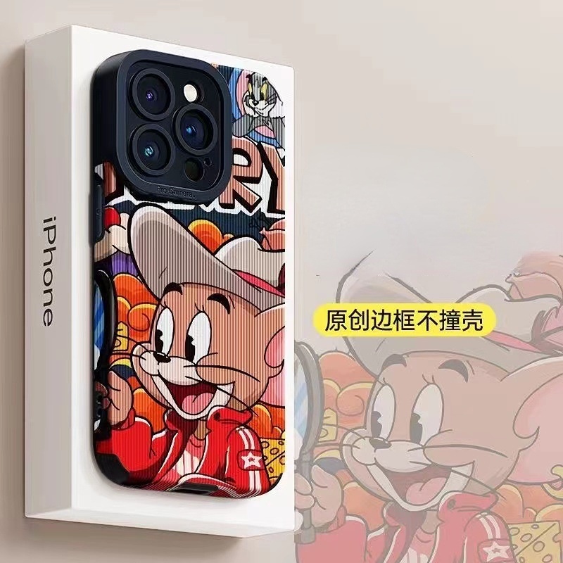 [Kulit Domba] Lucu Tom amd Jerry Soft Case IP IPhone 6S 7 8 Plus SE 2020 X XR XS Max 11 12 13 14 Pro Max 14 Plus 12 13 Anime Kartun Mini