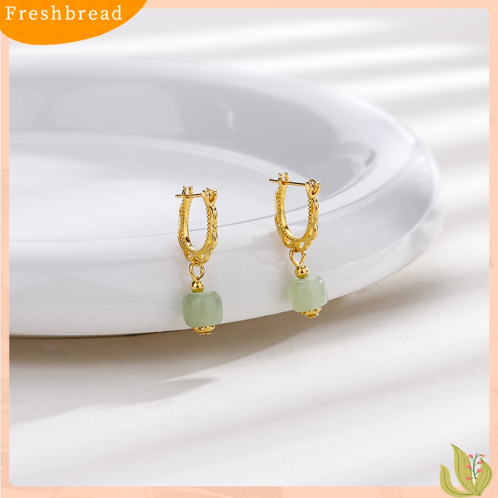 {In Stock} 1Pc Menjuntai Anting Gaya China Warna Emas Elegan Peri Hadiah Hypoallergenic Retro Faux Hetian Jade Drop Earring Perhiasan Aksesoris