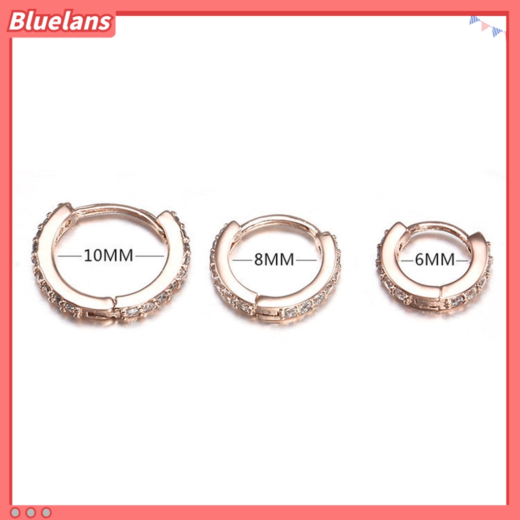 {In Stock} Anting Wanita Berlian Imitasi Simple Mini Piercing Hoop Studs Earlobe Tragus Lingkaran Untuk Perempuan