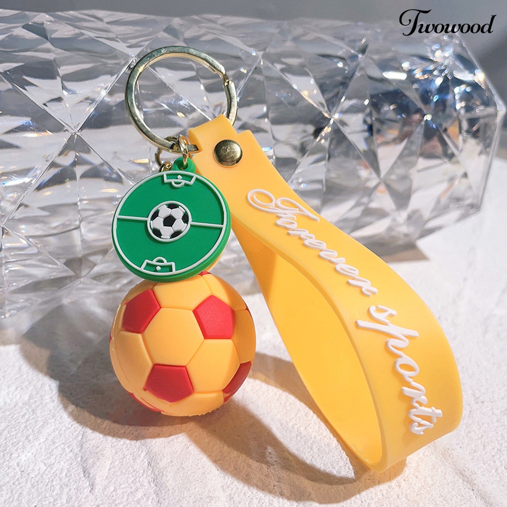 Twowood Football Keychain Metal Buckle Soft PVC Lovely Keyholder Ornamen Portable Kartun Gantungan Kunci Tas Liontin Aksesoris Souvenir Hadiah