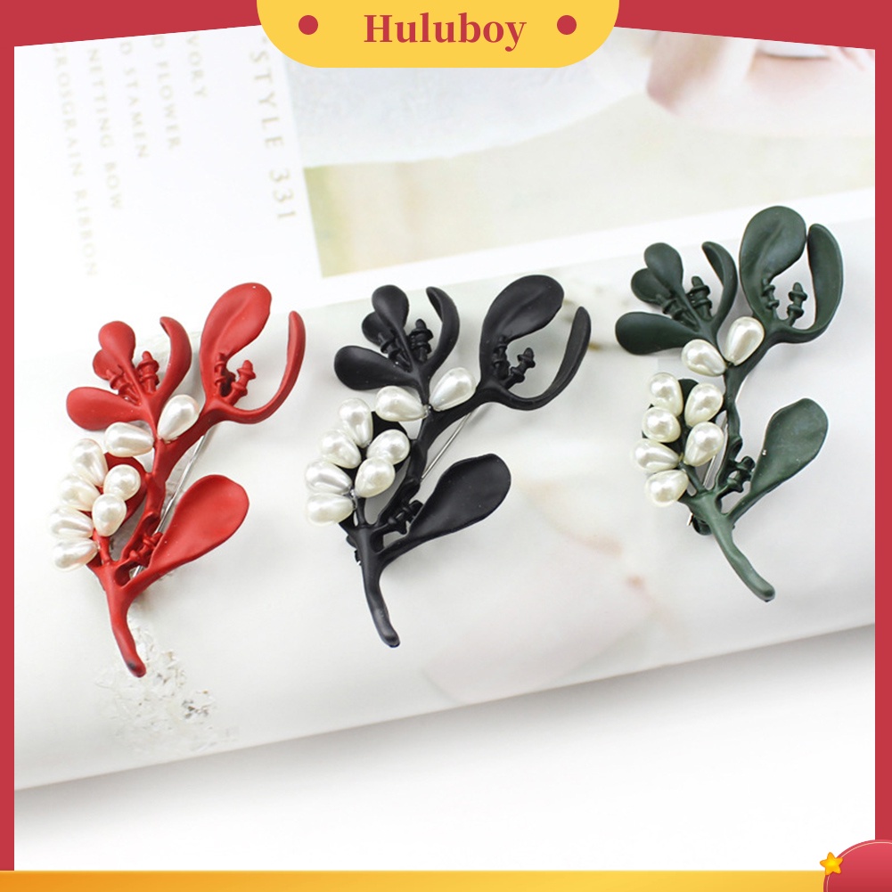 {Ready Stock} Wanita Mutiara Imitasi Daun Tanaman Bros Pin Korsase Kemeja Setelan Kerah Aksesori