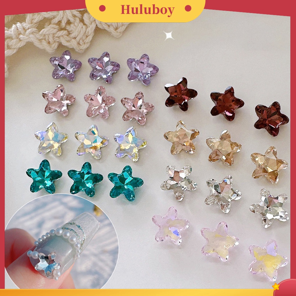 {In Stock} 10Pcs Berlian Imitasi Kuku Warna-Warni Mengkilap Kristal Imitasi Tiga Dimensi Hias DIY Hadiah Bintang Laut Nail Art Jewelries Manicure Dekorasi Untuk Lady