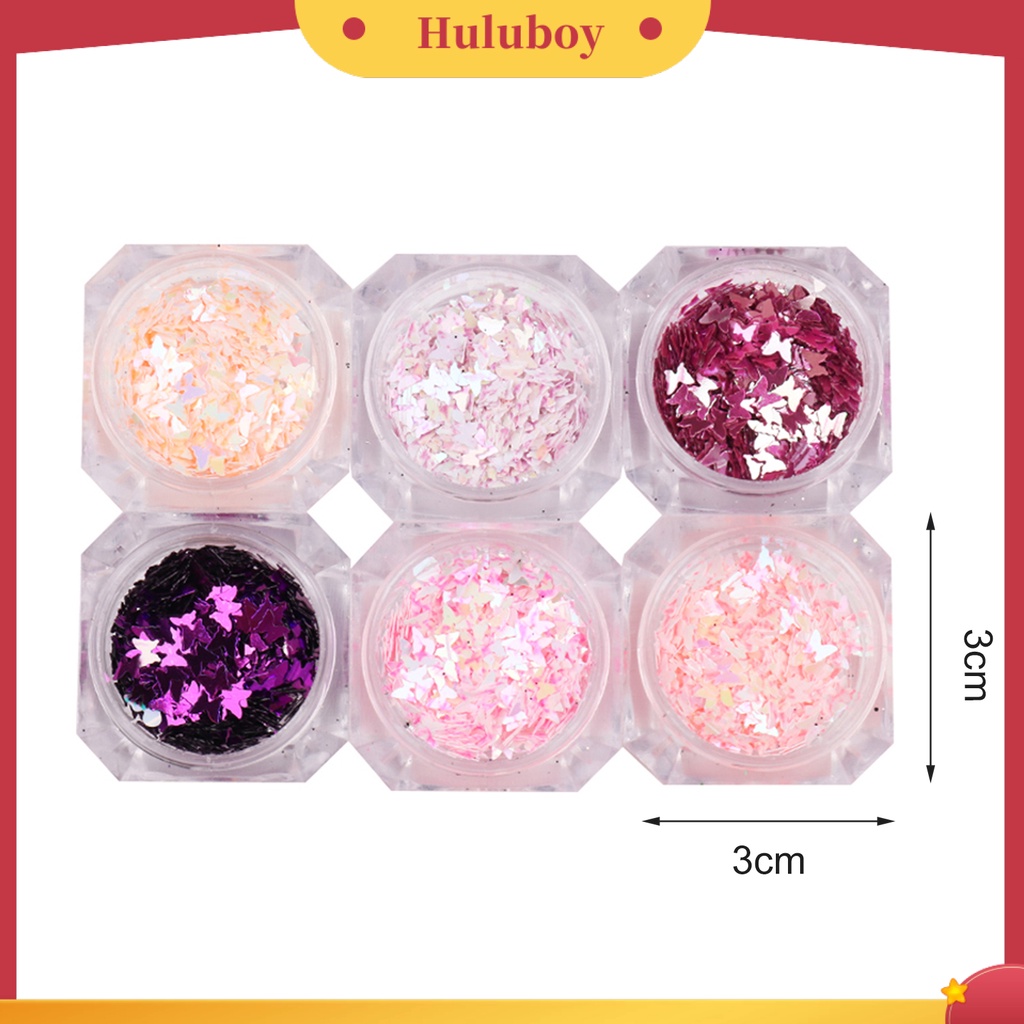 {In Stock} 6Pcs/Set Manicure Decor Cantik Bersinar Tempel Mudah Hidup Kreatif DIY Ringan Bentuk Kupu-Kupu Kuku Glitter Sequin Untuk Wanita
