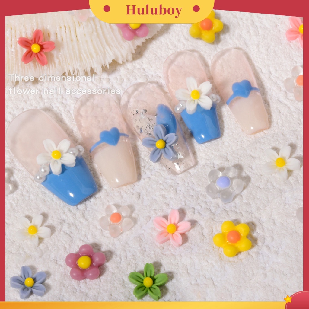 {In Stock} 50Pcs Dekorasi Kuku Bentuk Indah Tahan Air Resin Berwarna Cerah 3D Mini Berbentuk Bunga Pesona Kuku Untuk Wanita