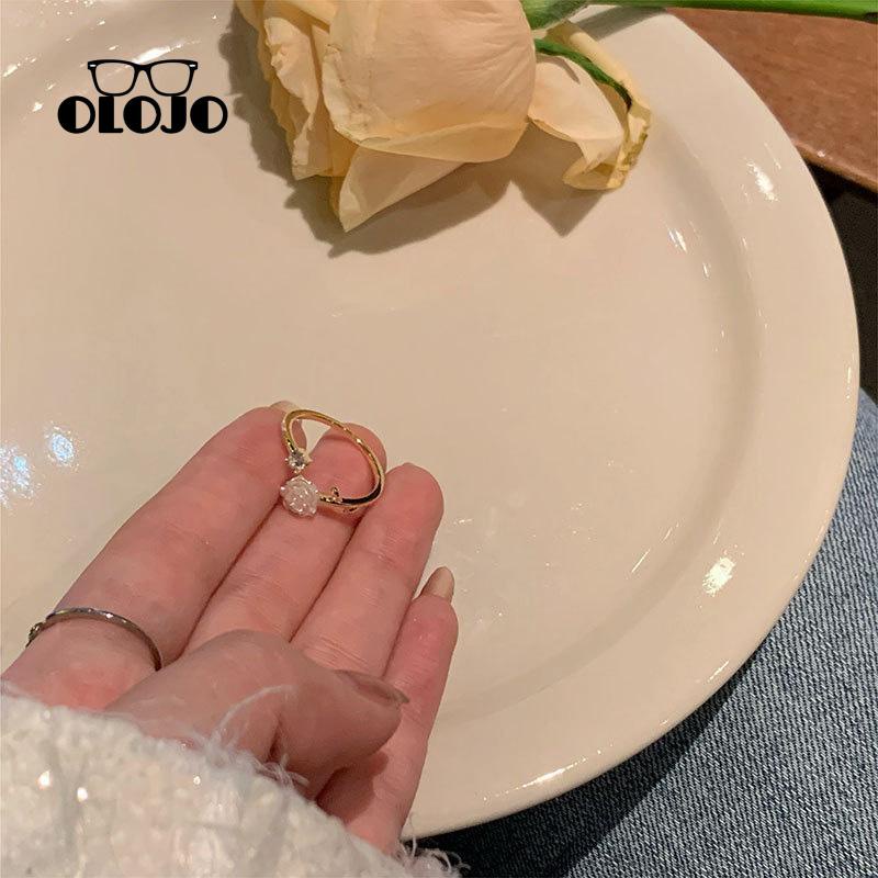 【COD】Camellia Cincin Bunga Terbuka Wanita Adjustable Kepribadian Fashion Cahaya Mewah Rasa Maju Cincin