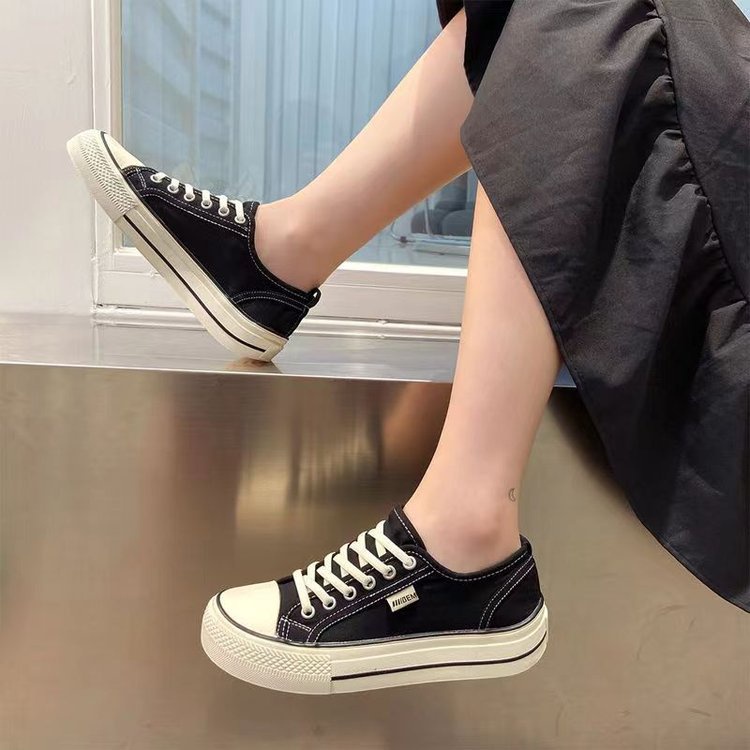 SHOEGALLERY  &quot;FREE BOX&quot;LV0273 Sepatu Kanvas Wanita Basic  Import Sneakers Kanvas Berwarna Gaya Korea