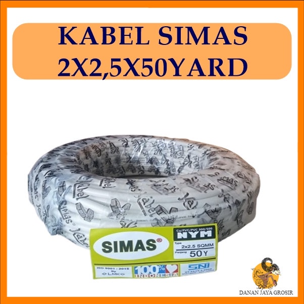 Kabel Listrik NYM 2 x 2.5mm SIMAS 1 Roll 50Y SNI Tembaga Murni Asli Untuk Listrik Standar PLN LMK