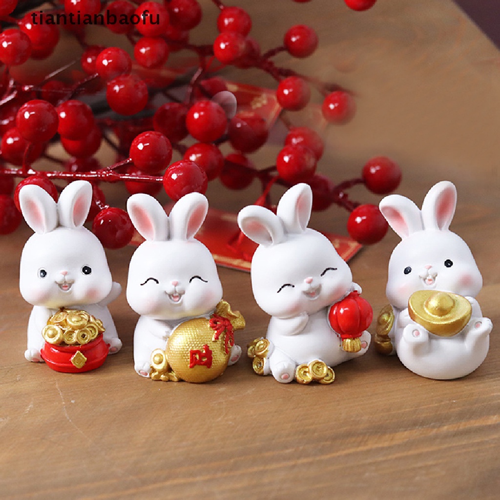 [tiantianbaofu] 1pc 2023dekorasi Kue Kelinci Miniatur Kartun Ornamen Pemandangan Kelinci Butik