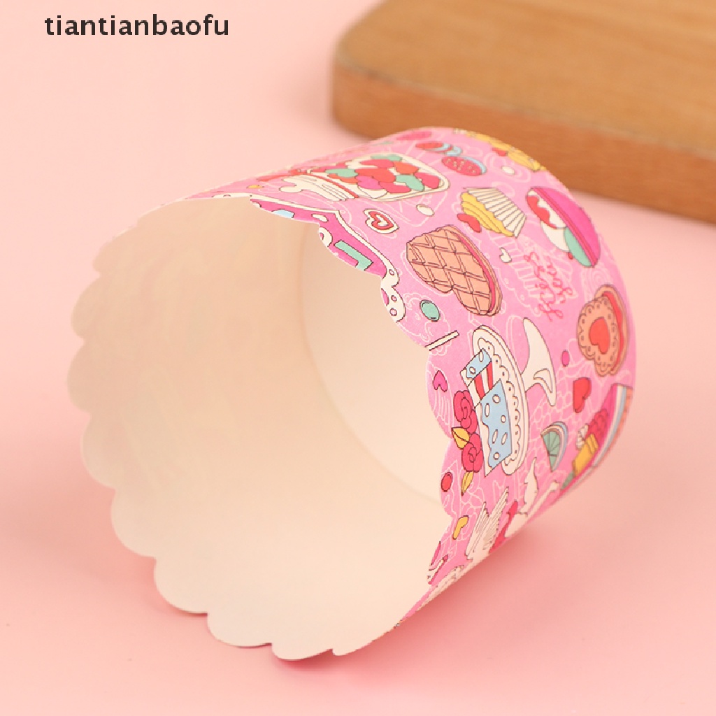 [tiantianbaofu] 50pcs/set Muffin Cupcake Paper Cups Pastry Wrapping Paper Cupcake Baking Cup Butik