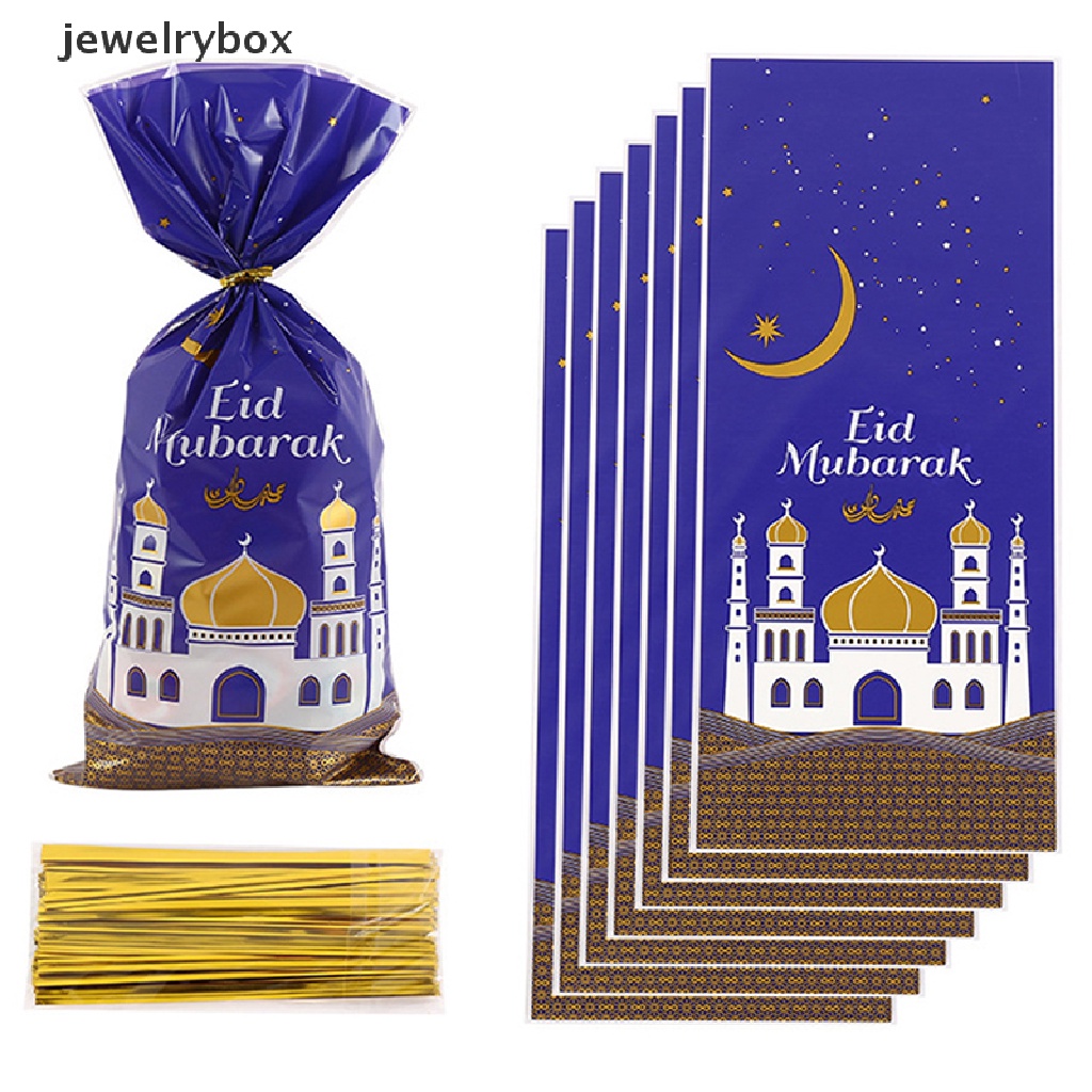 [jewelrybox] 50pcs Eid Mubarak Gift Bag Plastik OPP Bag Dua Warna Mix Perlengkapan Pesta Muslim Butik