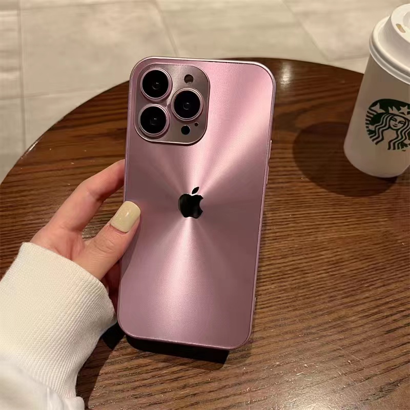 IPHONE Baru Laser Shiny Gold Scrub Ultrathin Self Filled Lens Film Shockproof Casing Ponsel Untuk Iphone14 13 12 11 Pro Max