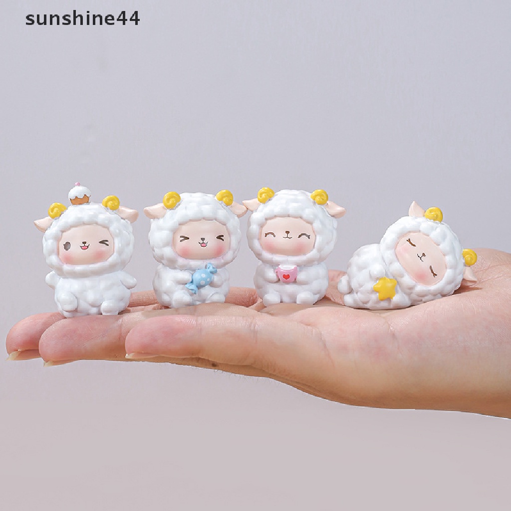 Sunshine Ornamen Lanskap Mikro Domba Lucu Resin Ornamen Kue Rumah Aksesoris ID