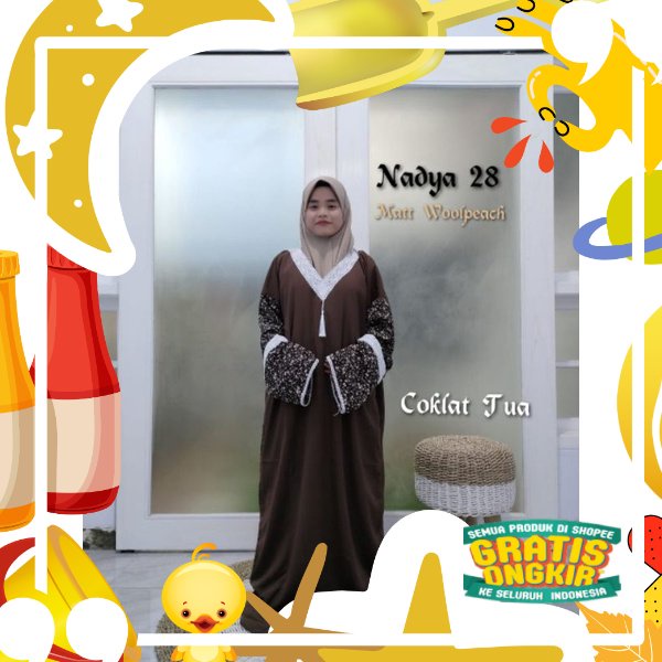 Mukena Sholat Abaya Nadya Abaya Sholat bahan wolfis Mukena abaya sholat Travelling Matt Wolpis/ Tren