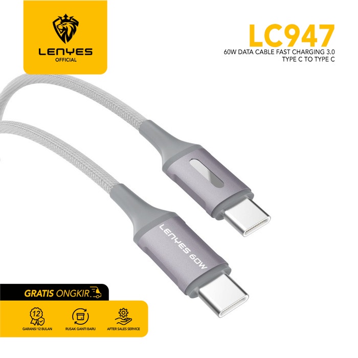 Kabel Data LENYES LC947 60W fast charge QC 3.0 Type C to Type C casan