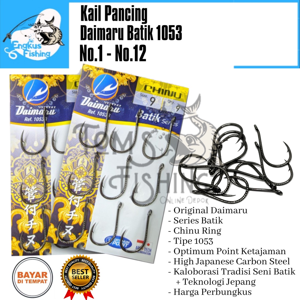 Kail Pancing Daimaru Batik Series 1053 Chinu Ring (No.1 - No.12) Carbon Steel Murah - Engkus Fishing