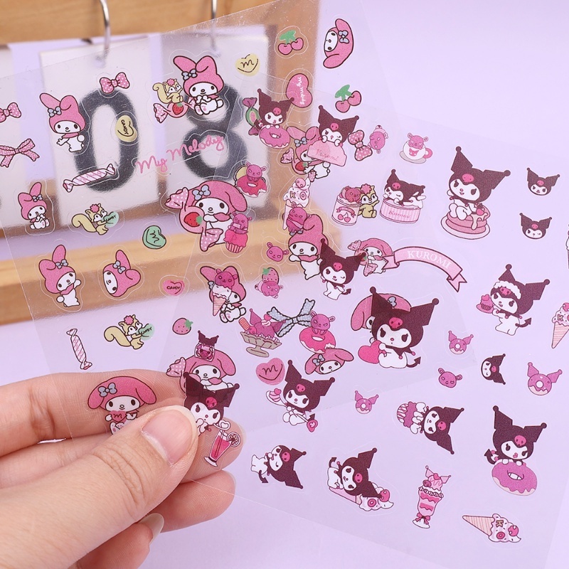 Sanrio Anak Lucu Karakter Kartun PVC Transparan Tahan Air Buku Pegangan DIY Stiker Indah Kompak Koper Ponsel Dekorasi Komputer