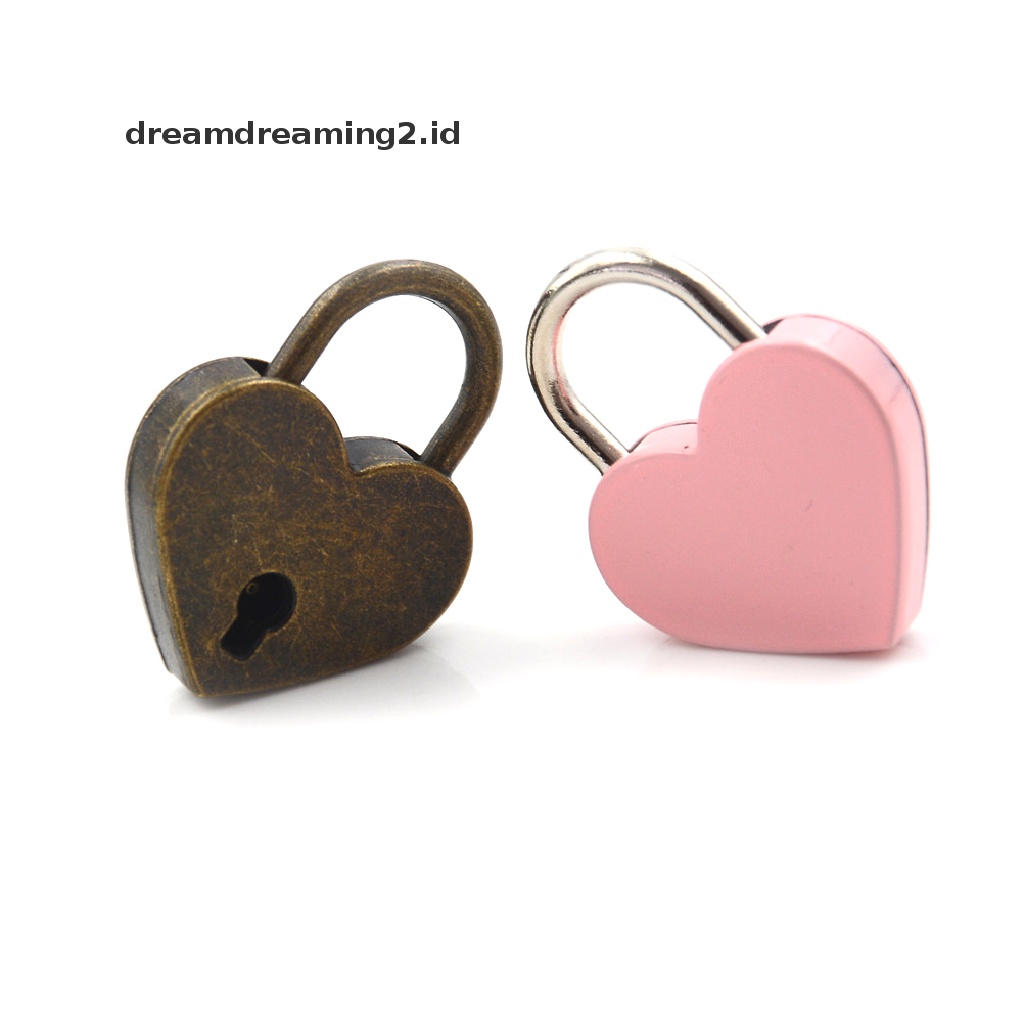 (hot) Gembok Mini Love Bentuk Hati Padlock Tiny Luggage Bag Case Lock Dengan Kunci//