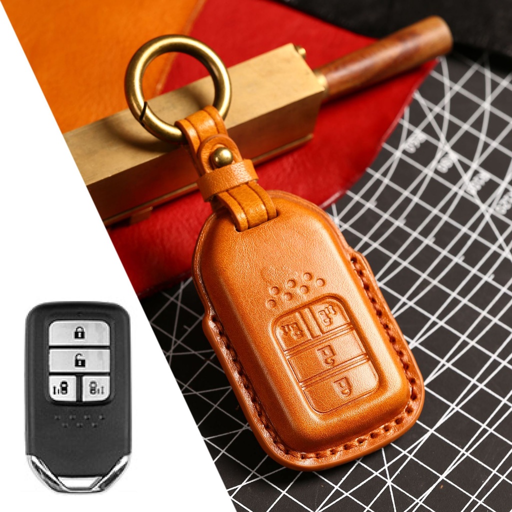 Case Cover Fob Kunci Mobil Bahan Kulit Asli Untuk Honda Odyssey Stepwgn2019 Spada Freed Elysion MPV Keychain