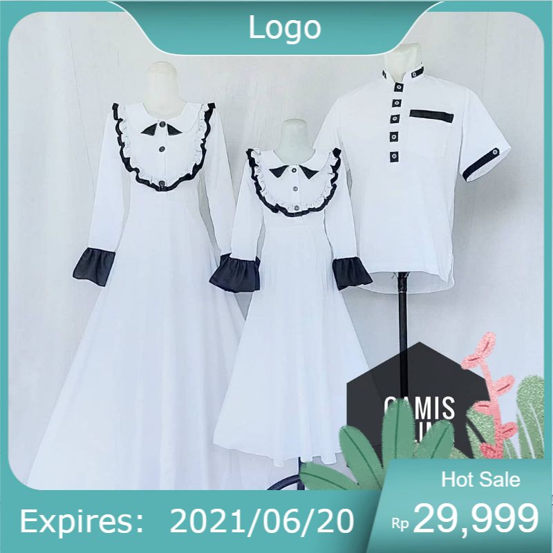 GAMIS KATUN TOYOBO  COUPLE FAMILY SET WARNA PUTIH