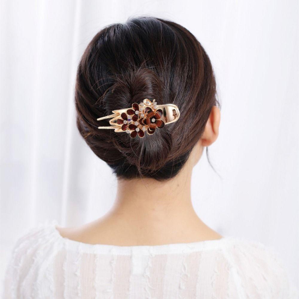 Needway Wanita Hiasan Kepala Trendy Vintage Kepiting Klip Styling Untuk Ibu Manis Berlian Imitasi Gaya Korea Hair Claw