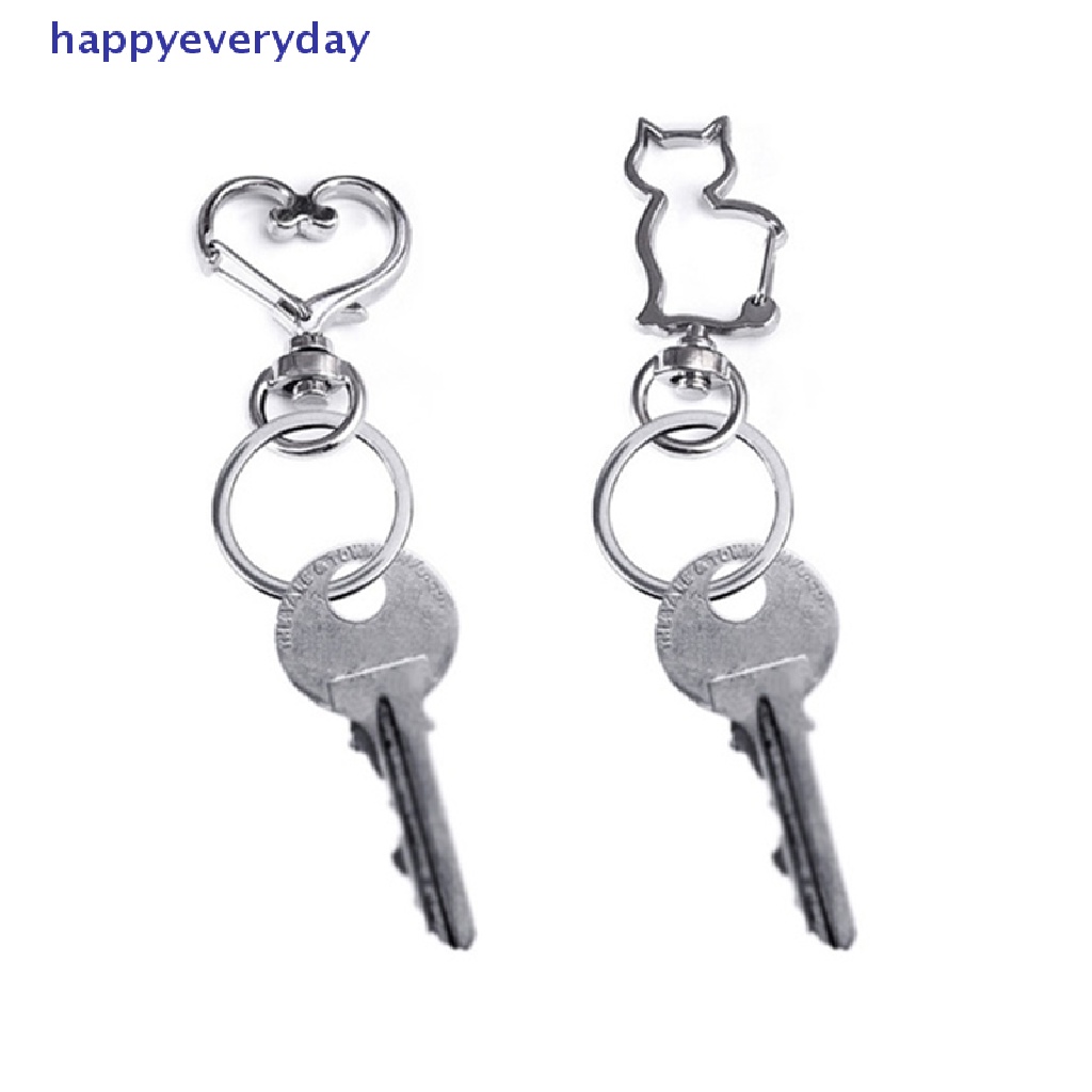 [happy] 10pcs Love Heart Hollow Key Chain Gantungan Kunci Aksesoris DIY Lobster Clasp [ID]