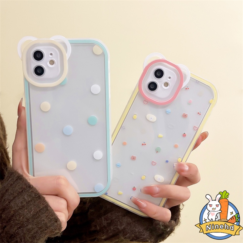 IPHONE Casing Kompatibel Untuk Iphone14 13 12 11 Pro Max X Xr Xs Max SE 8 7 6 6s Plus Pasangan Titik Gelombang Sederhana Casing Ponsel Transparan Anti Jatuh Halus Lembut Shockproof Cover Pelindung