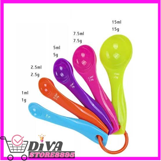 Sendok Takar Kecil Warna Set isi 5 in 1 Measuring Spoon Alat Baking sendok takar serbaguna