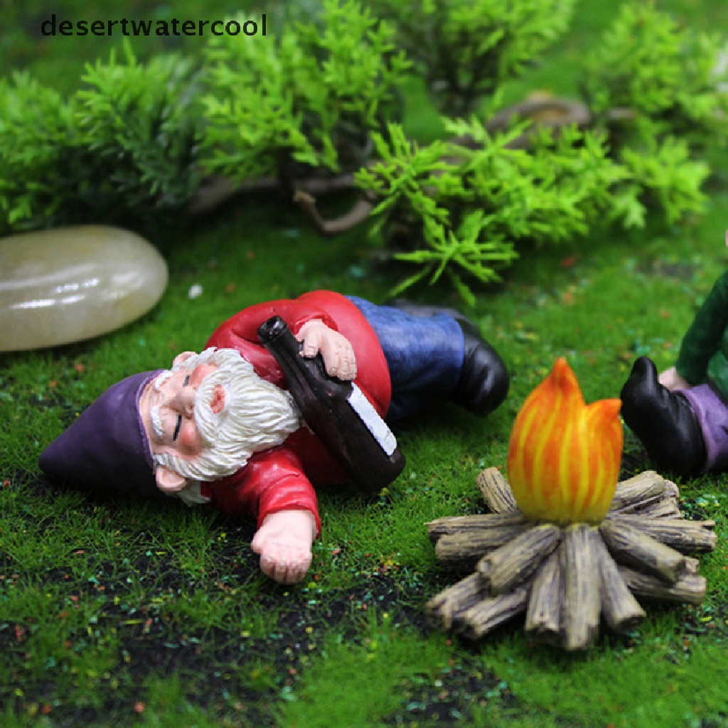 Deid FairyCome Patung Gnome Taman Mini Resin Fairy Garden Lucu Miniatur Gnomes Martijn