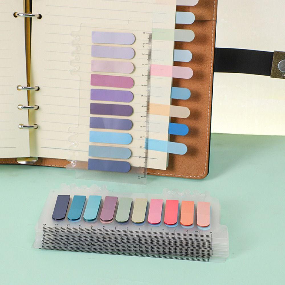 Mxbeauty Stiker Index Dengan Penggaris Label Baca Siswa Sekolah DIY Dekorasi Sticky Strip Stationery Label Bookmark