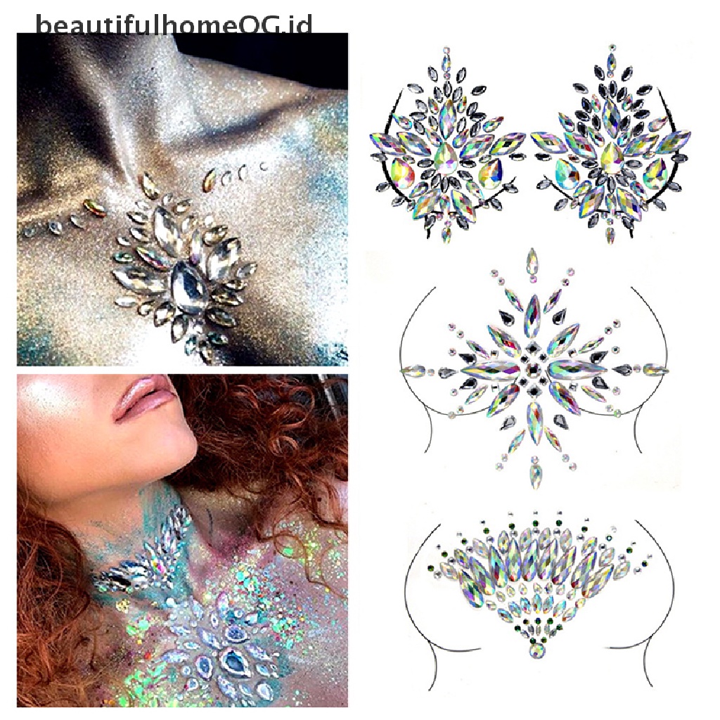 // Kecantikan// Dada Berlian Tato Stiker Wajah Permata 3D Rhinestones Tubuh Makeup DIY Kecantikan **