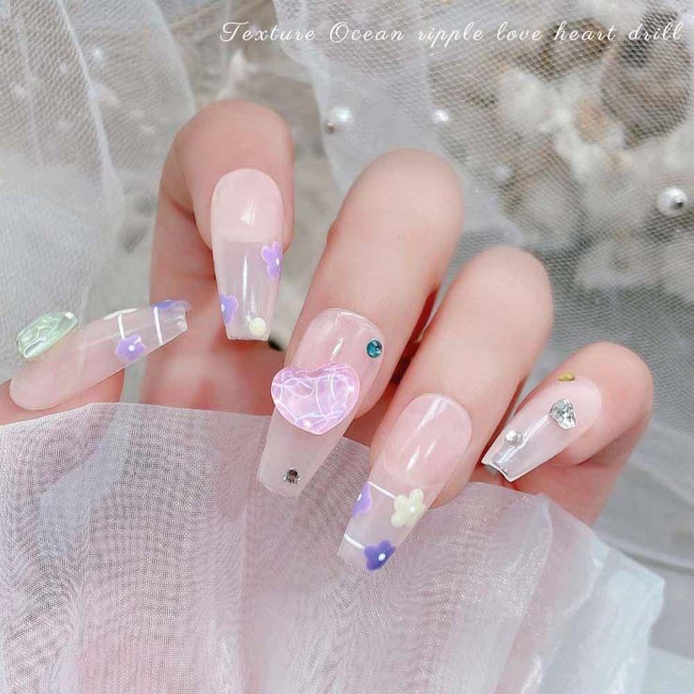 Agustina Jantung Dekorasi Kuku Pesona Kuku Nail Art Jepang Aurora Cinta Hati Manikur Aksesoris Kaca Kristal 3D Nail Art Drills