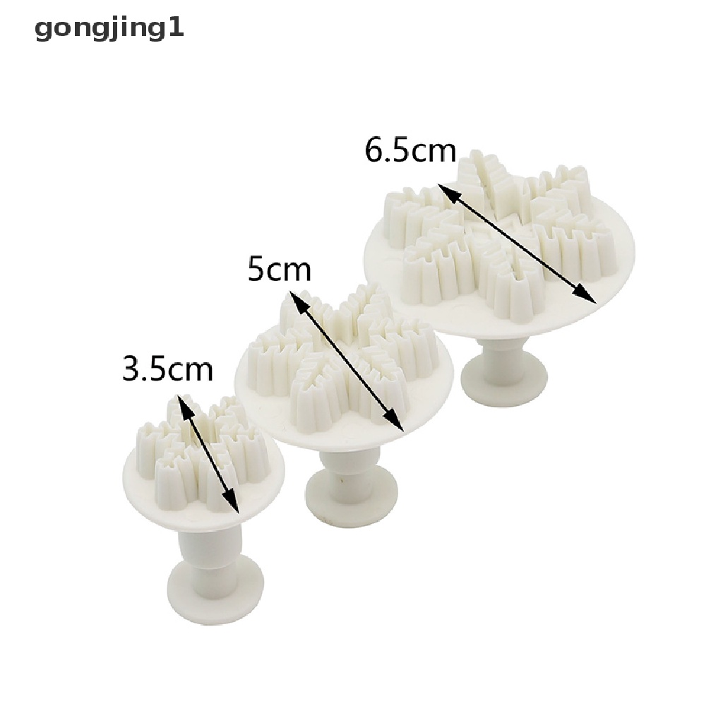 Ggg 3pcs/Set Snowflake Plunger Cutter Cetakan Kue DIY Fondant Cake Sugarcraft Decor ID