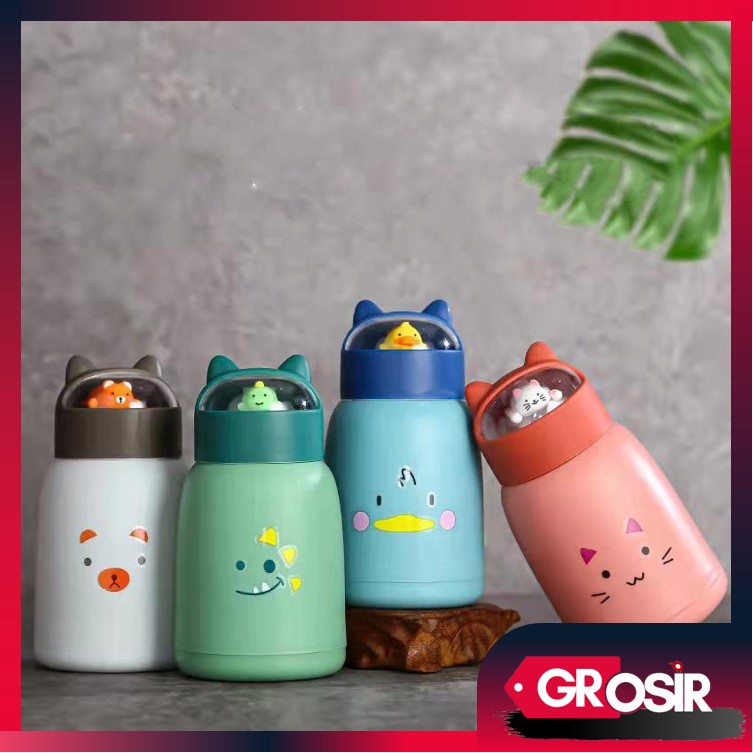 Grosir - Bo1066 Botol Minum Kaca 360ML / Botol Minum Anak Karakter / Botol Anak Lucu / Botol Air Minum Kaca