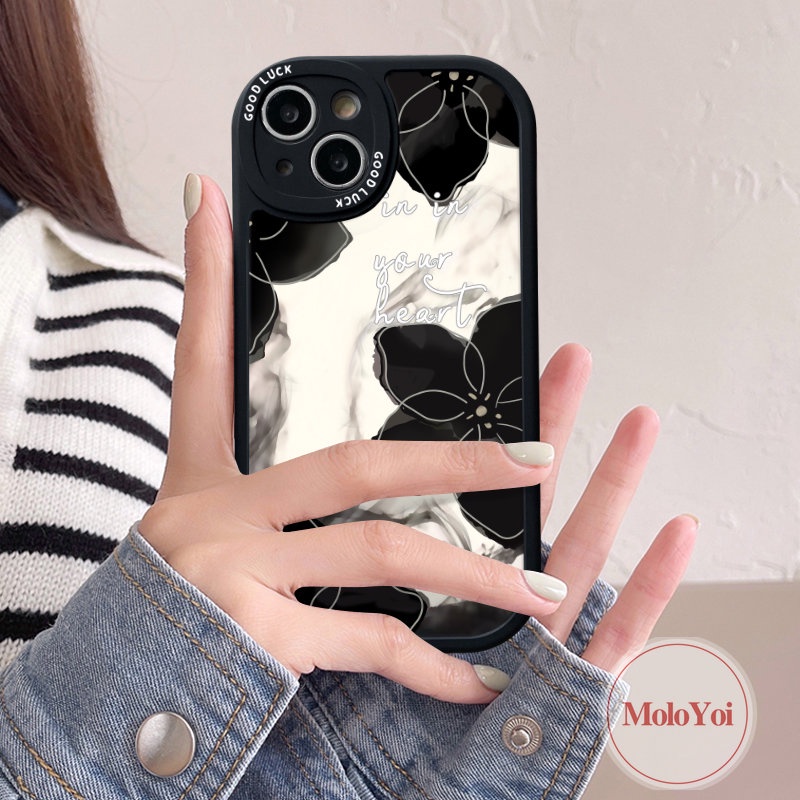 IPHONE Casing Ponsel Kompatibel Untuk Iphone11 14 13 12 Pro Max 7Plus 8Plus XR X XS Max 6 6s 7 8 plus SE 2020 Soft Tpu Mewah Vintage Floral Retro Flower Shockproof Back Cover