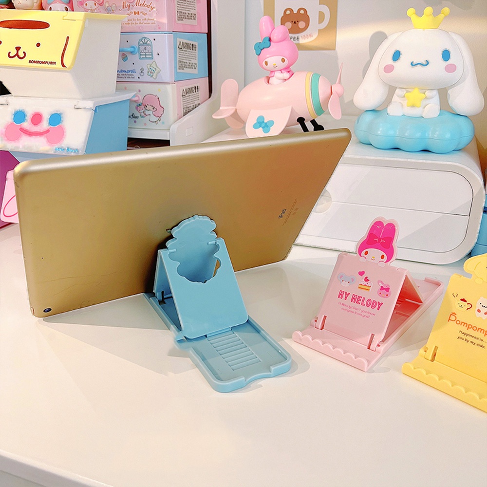 Kartun Saku Lipat Ponsel Tablet Holder Adjustable Membawa Cinnamoroll Kulomi Stabilizer Ponsel Lucu