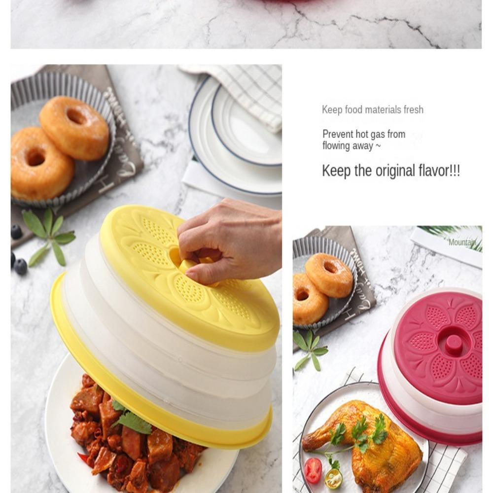 R-FLOWER Food Cover Foldable Round Dish Dessert Storage Tray Tempat Display Buah Kue Roti Piring Penutup Makanan Tahan Debu