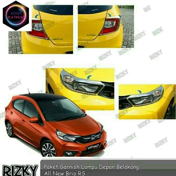 Paket Garnishh Lampu Depan Dan Belakang Mobil All New Brio 2018-2022 Chrome Variasi Mobil