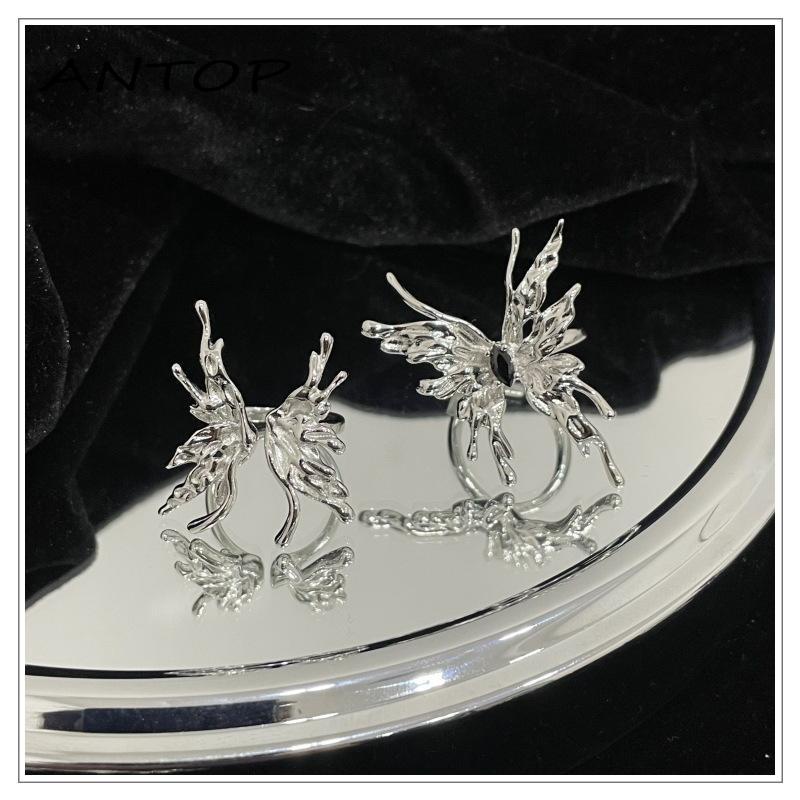 [antop] Cincin Jari Kepribadian Fashion Wanita Desain Cair Rasa Premium Cincin Terbuka Kupu-Kupu