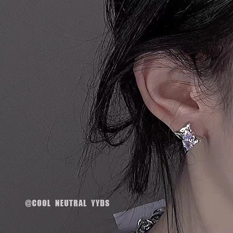 Anting Tusuk Geometri Bahan Alloy Zircon Fashion Untuk Wanita