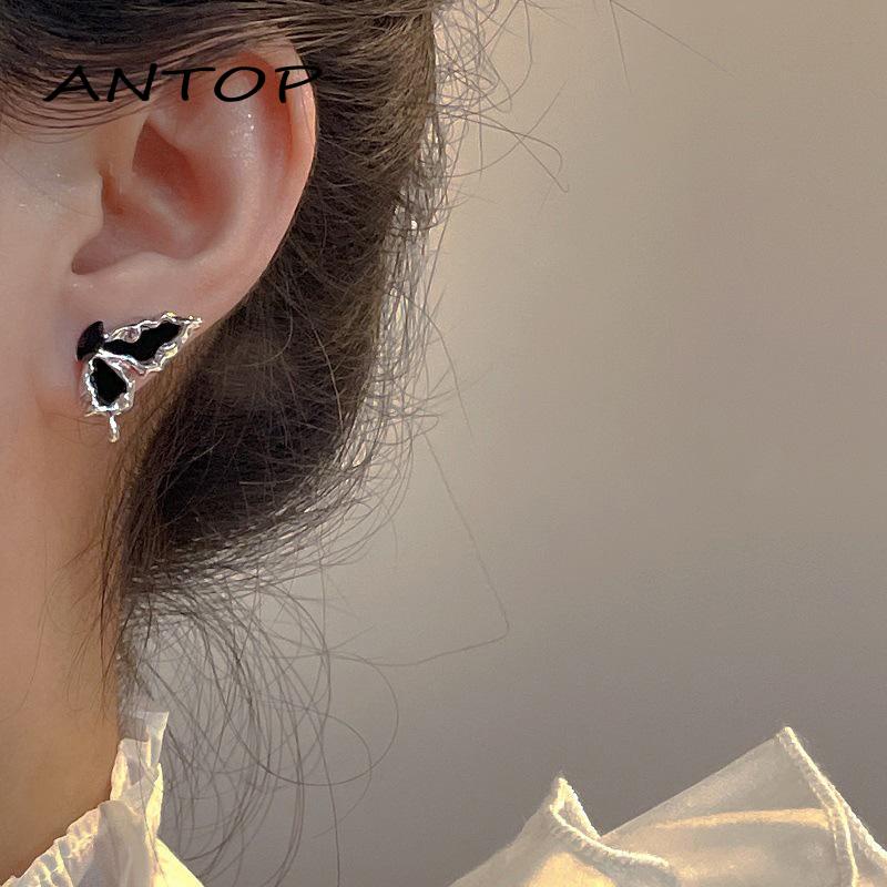 [antop] Anting Kupu-Kupu Asimetris Desain Wanita Rasa Kepribadian Earrings S925 Perak Manis Keren