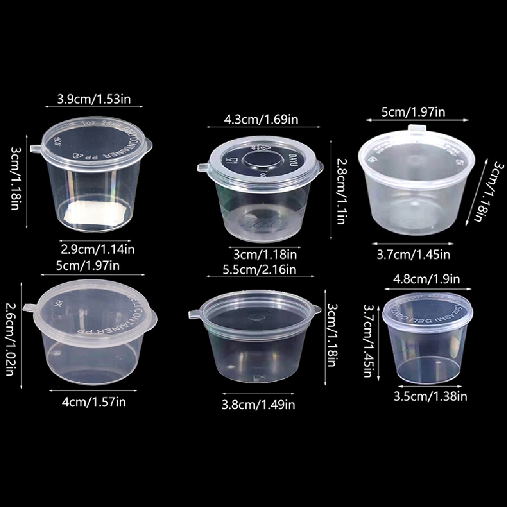 [HeavenDenotation] 100pcs Kotak Packing Plastik Mini 20-40ML Disposable Sauce Cup Bulat Bening Bumbu Makanan Wadah Penyimpanan Kotak Organizer Dapur HDV